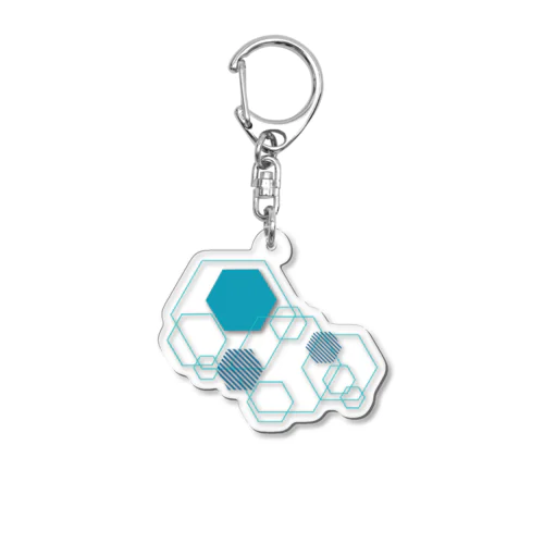 青い六角形 Acrylic Key Chain