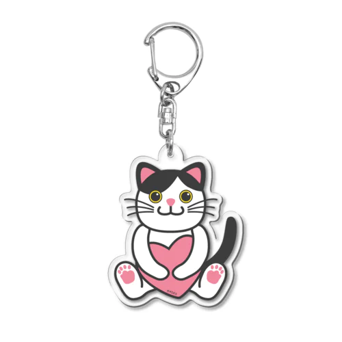 ハート抱っこしちさんねこ Acrylic Key Chain