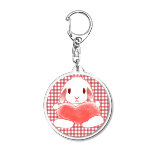 ハートうさぎ【チェック】 Acrylic Key Chain