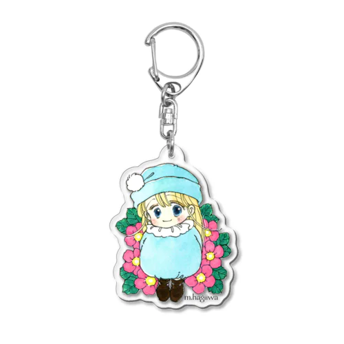 アクキー　ポー　ピンクのお花 Acrylic Key Chain