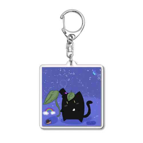 雨の日の黒猫 Acrylic Key Chain