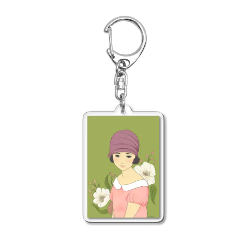 大正浪漫ヲトメ図画ー桃色 Acrylic Key Chain