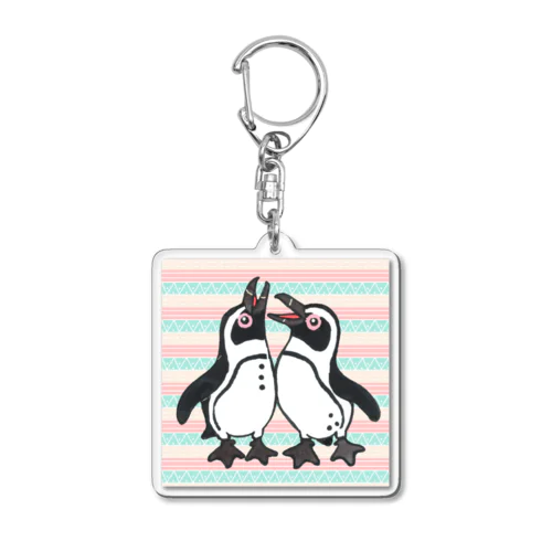 仲良く鳴き合うケープペンギン🐧背景ありB Acrylic Key Chain