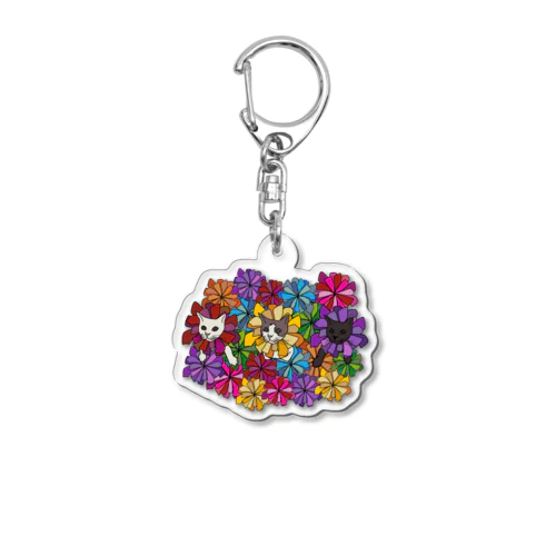 にゃんこ花畑。 Acrylic Key Chain