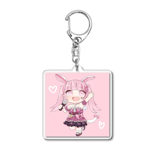 ミニうさぎにゃん(背景あり) Acrylic Key Chain