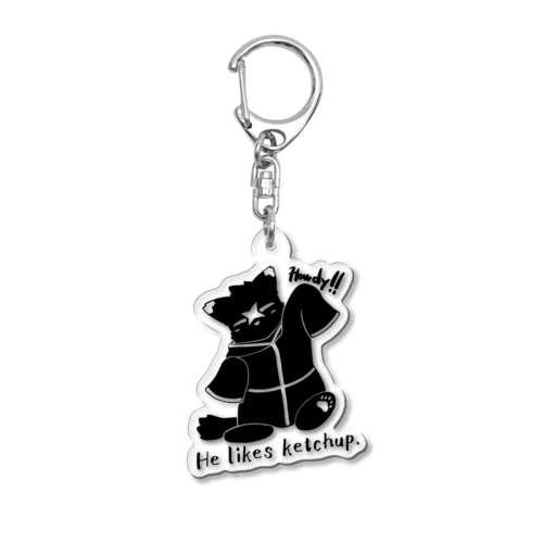 He likes ketchup.  Acrylic Key Chain