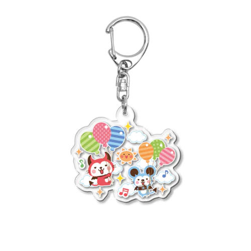 デビねこくんとデビねずちゃん アクリルキーホルダー 風船 Acrylic Key Chain