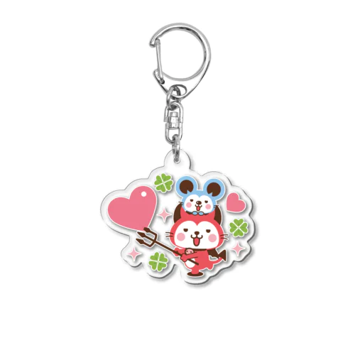 デビねこくんとデビねずちゃん アクリルキーホルダー ハート Acrylic Key Chain