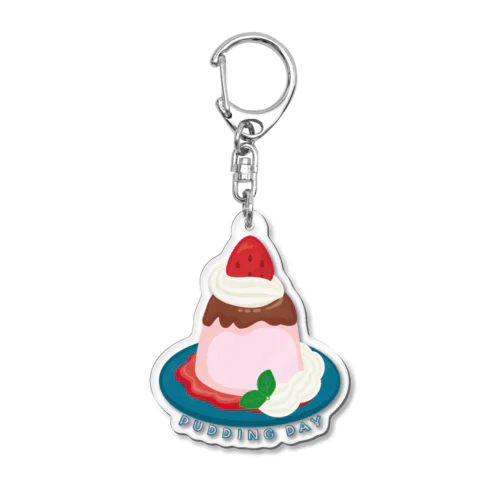 毎月25日はプリンの日のプリン イチゴプリン Acrylic Key Chain