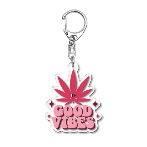 GOOD VIVES グッドバイブス 大麻 マリファナ カナビス ヘンプ ガンジャ Acrylic Key Chain