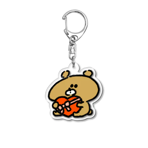 ハートのプレゼントをかかえる熊 Acrylic Key Chain