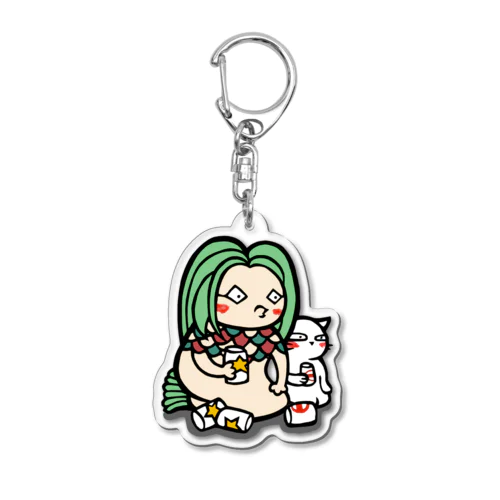 白猫さんとアマビエさん Acrylic Key Chain