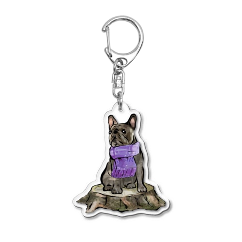 マフラー犬　フレンチブルドッグ　ブリンドル Acrylic Key Chain
