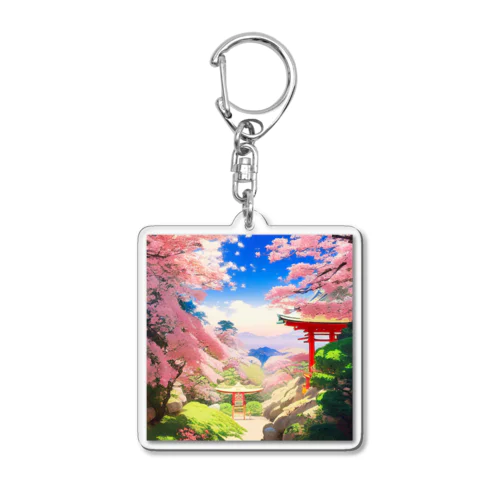 桜・鳥居・青空　その１ Acrylic Key Chain