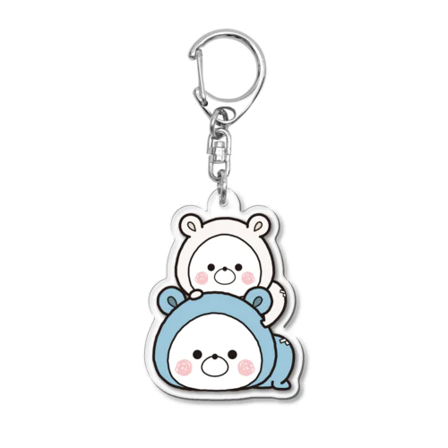 くまぽこ、ちびぽこのせ Acrylic Key Chain