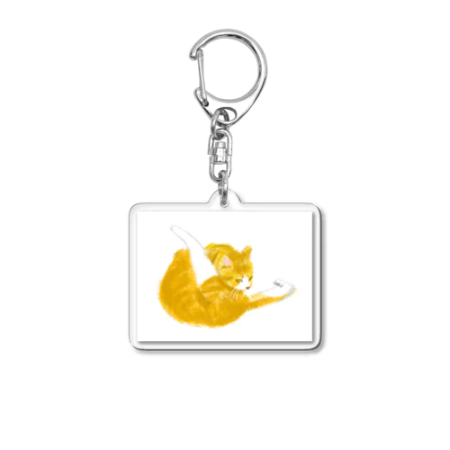 毛繕い中のきなこ Acrylic Key Chain