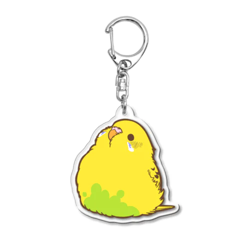 丸いもふ鳥。(セキセイインコ (黄ハルクイン(白+紫チーク) アクリルキーホルダー