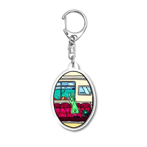 緑色うさぎのミドリ　旅の想い出 Acrylic Key Chain