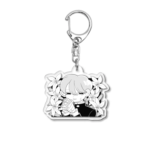 無垢な心臓(少年と百合)(モノクロ) 2023年美少年展 Acrylic Key Chain