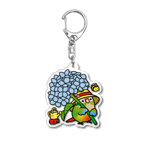 Chubby Bird ウロコインコ　ガーデニング Acrylic Key Chain