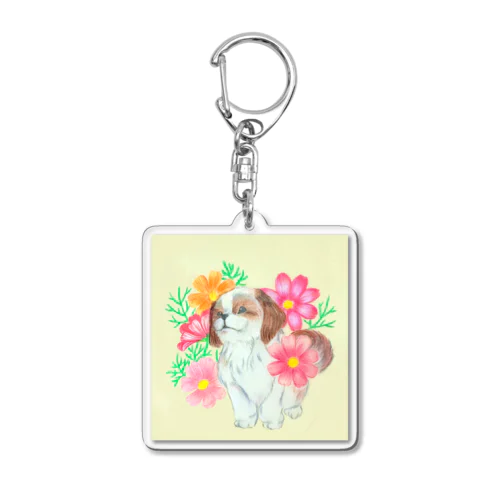 秋桜とシーズー Acrylic Key Chain