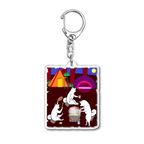 月夜の下で１(夜の森キャンプ) Acrylic Key Chain