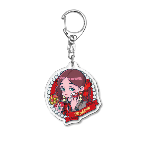 赤チェックなキラキラガール！ Acrylic Key Chain