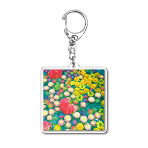 カラフルフラワー（シカク） Acrylic Key Chain