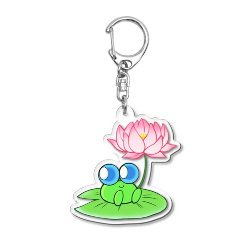 蓮の花とかえるちゃん Acrylic Key Chain