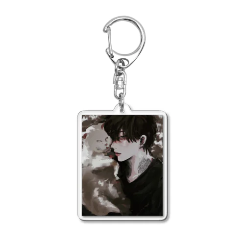 猫と男の子 Acrylic Key Chain