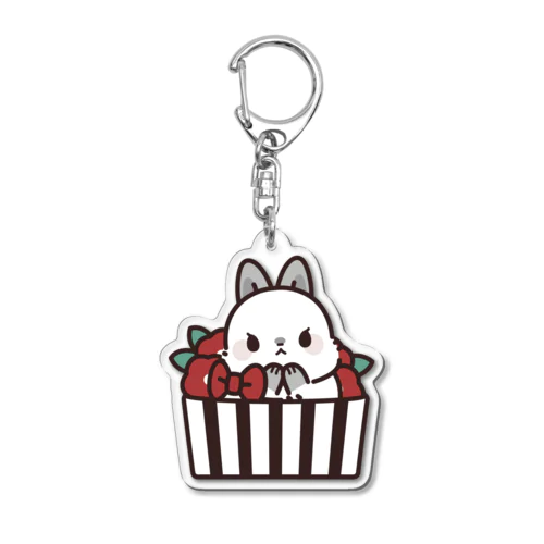 大人可愛いうさぎレディ　ストライプ箱ver. Acrylic Key Chain