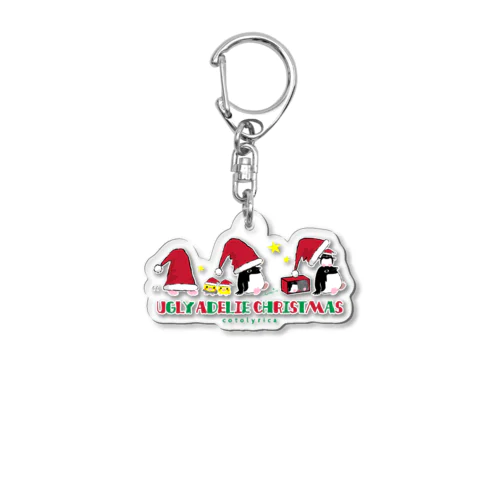 UGLY ADELIE CHIRISTMAS 0586 アデリーペンギン サンタ帽子 横並び Acrylic Key Chain