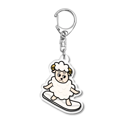 スノボをするマロ羊 Acrylic Key Chain