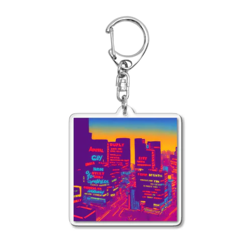 Building lights and sunset Acrylic Key Chain