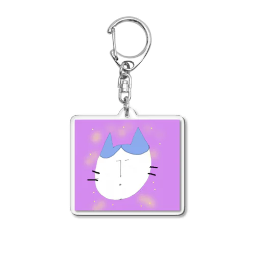 星空にうかぶハチワレ猫 Acrylic Key Chain