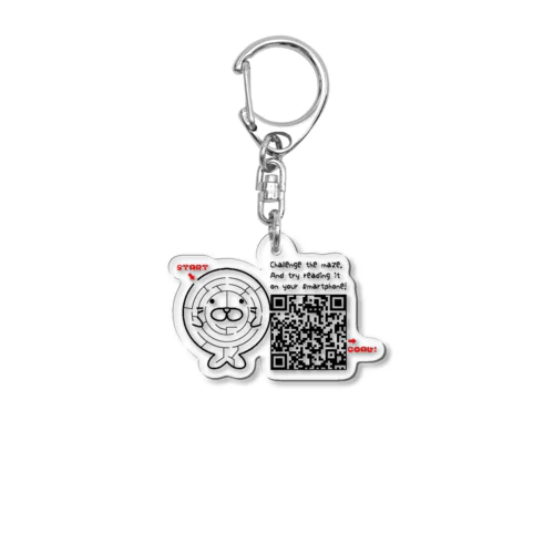 あざまる。とQRコード迷路（片面） Acrylic Key Chain