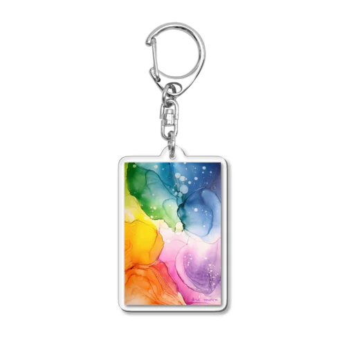 虹色の光と雨 Acrylic Key Chain