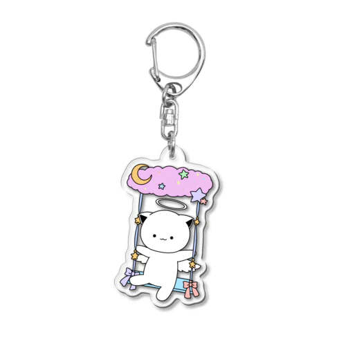 白猫天使こむぎちゃん（ブランコ） Acrylic Key Chain