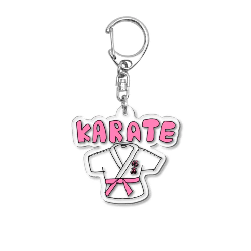 Karate-man pink Acrylic Key Chain