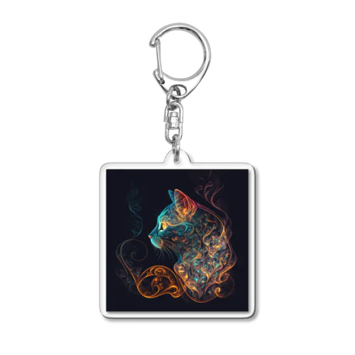 Smoke- Cat Acrylic Key Chain