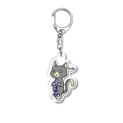 ぴちねこ。英語ver～ぴちぴちした魚を持ったねこ～ Acrylic Key Chain