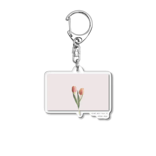 two peach tulip . Acrylic Key Chain