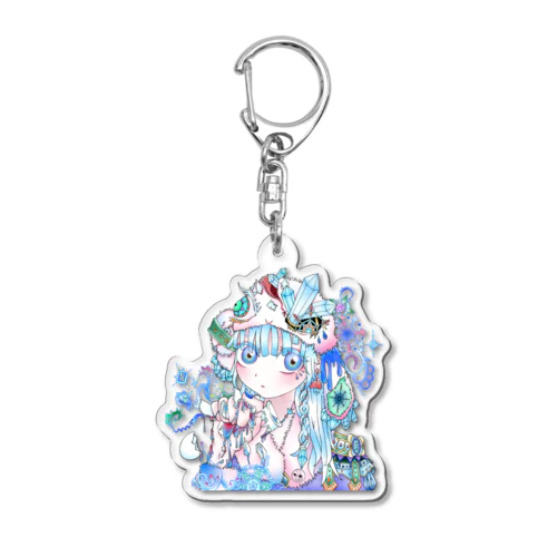 雪の女の子 Acrylic Key Chain
