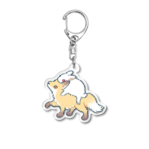 こぎつねうさぎ　おんぶ Acrylic Key Chain