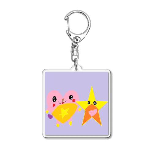 星とハートのふたりのキャラクター Acrylic Key Chain