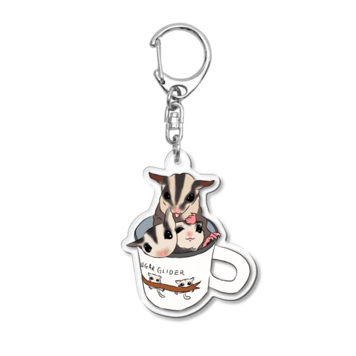 Sugar gliders in a cup! ver.3 Acrylic Key Chain