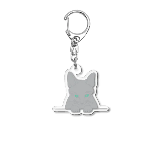 ひょっこり顔出し猫　グレー Acrylic Key Chain