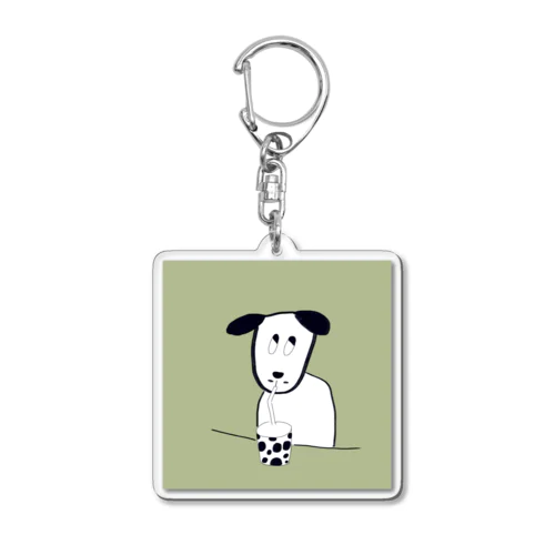 ミルクティーが好きな可愛い子犬 Acrylic Key Chain