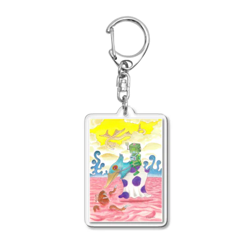 手描きイラスト　不思議な散歩🌈 Acrylic Key Chain