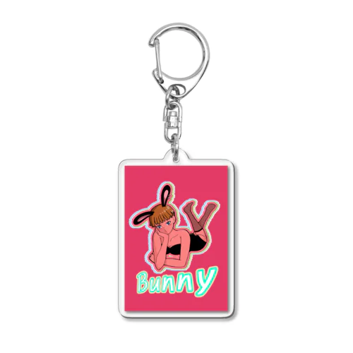 レトロイラストキーホルダー(bunny) Acrylic Key Chain